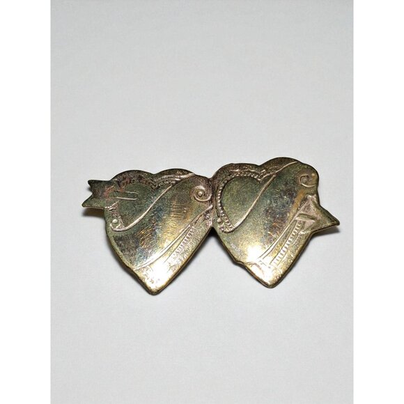 Vintage 1930s-1940s Sweetheart Pin Brooch - Double Heart Design - Picture 2 of 5